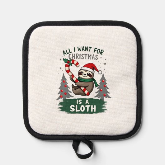 A Sloth For Christmas. Cute, Christmas Sloth With Topflappen (Vorderseite)