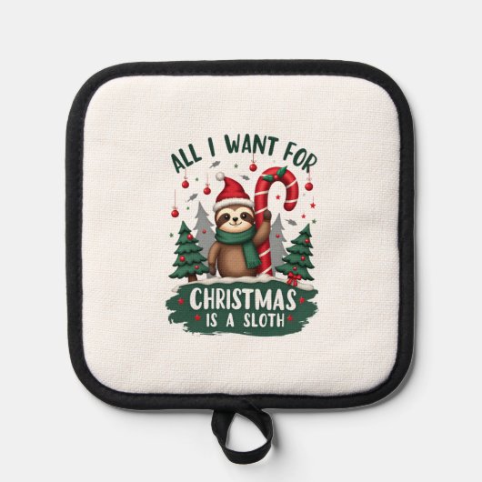 A Sloth For Christmas. Cute, Christmas Sloth With  Topflappen (Vorderseite)