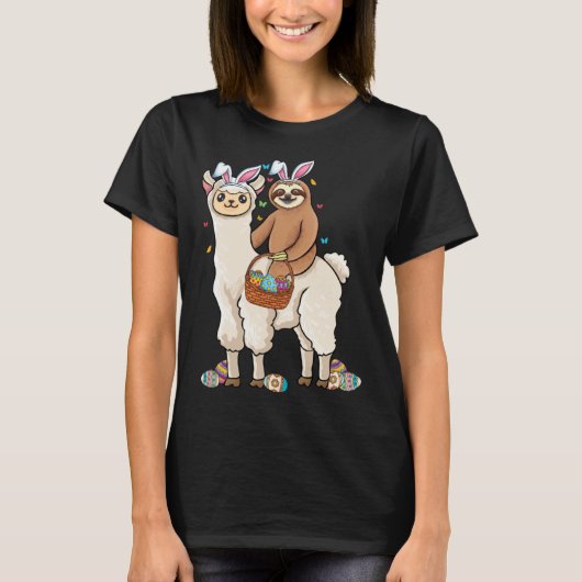 A sloth riding llama bunny ears & Egg Hunting East T-Shirt (Vorderseite)