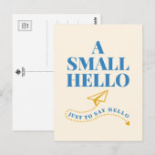 A Small Hello Playful Typography Design Postkarte (Vorne/Hinten)