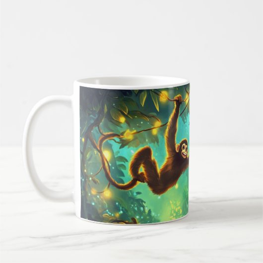 A smiling young monkey swinging through lush tropi kaffeetasse (Links)