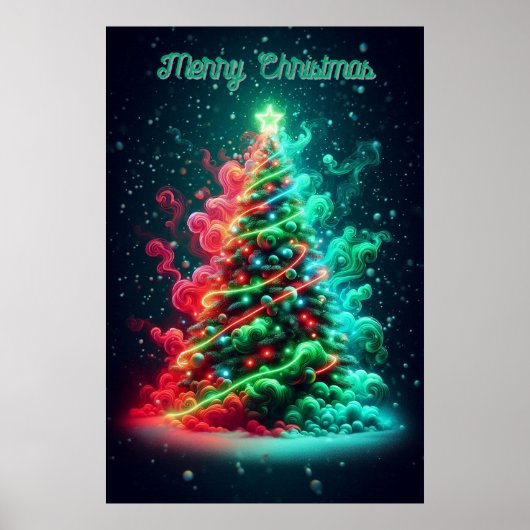 A Smoky red and Green Christmas Tree 24x36 Wall Poster (Vorne)
