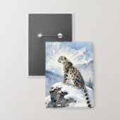 A Snow Leopard on Snowy Peak Button (Vorderseite/Rückseite)
