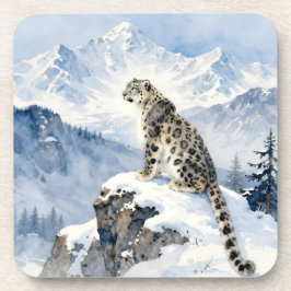A Snow Leopard on Snowy Peak Getränkeuntersetzer