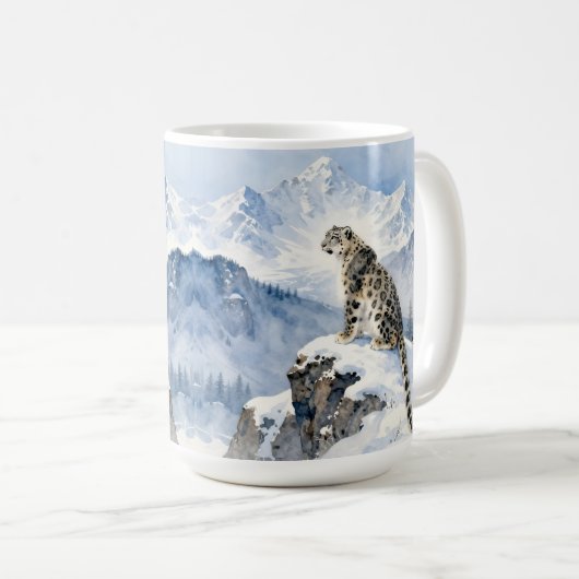 A Snow Leopard on Snowy Peak Kaffeetasse (VorderseiteRechts)