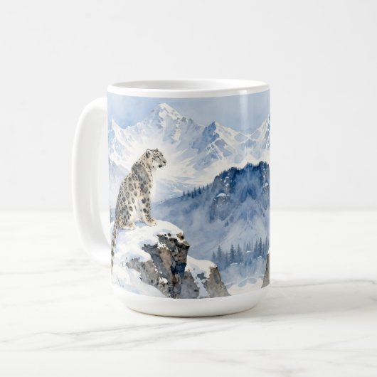 A Snow Leopard on Snowy Peak Kaffeetasse (Vorderseite Links)