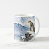 A Snow Leopard on Snowy Peak Kaffeetasse (VorderseiteRechts)