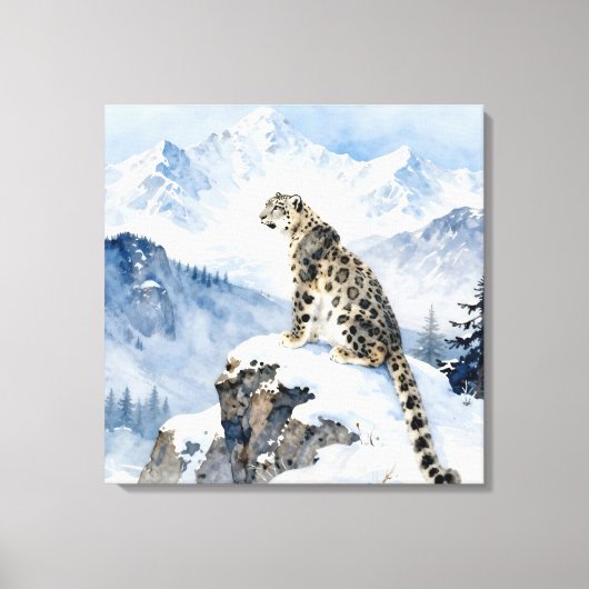 A Snow Leopard on Snowy Peak Leinwanddruck (Vorderseite)