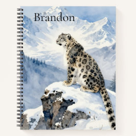 A Snow Leopard on Snowy Peak Personalized Notizblock