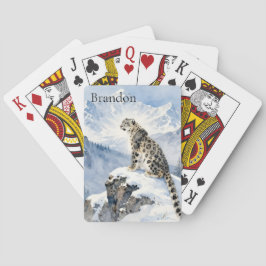 A Snow Leopard on Snowy Peak Personalized Spielkarten