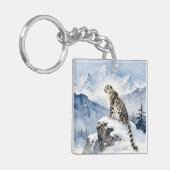 A Snow Leopard on Snowy Peak Schlüsselanhänger (Vorderseite links)
