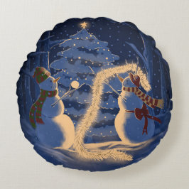 A Snowman Christmas Rundes Kissen