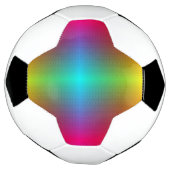 A soccer ball with a rainbow gradient pattern (Gedreht)