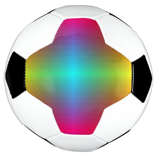 A soccer ball with a rainbow gradient pattern (Gedreht)