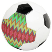 A soccer ball with vibrant, multicolored chevron  (Dreiviertel)