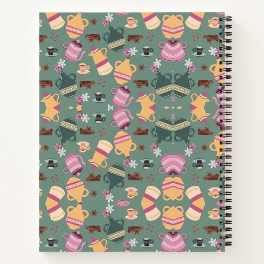 A spiral-bound notebook with a playful pattern notizblock (Rückseite)