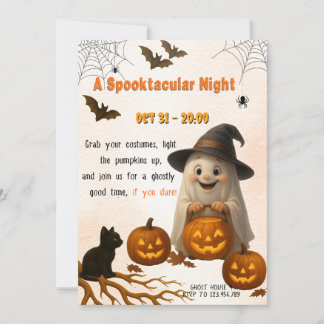 A Spooktacular Night | Ghost & Pumpkin Halloween Einladung