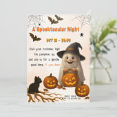 A Spooktacular Night | Ghost & Pumpkin Halloween Einladung (Stehend Vorderseite)