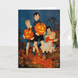 "A SPOOKY NIGHT SHOW" VINTAG HALLOWEEN GREETING KARTE