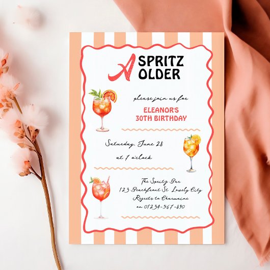 A Spritz Older Any Age Cocktail Birthday Party Einladung