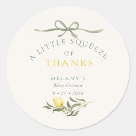 A Squeeze of Thanks Lemon Citrus Baby Shower Runder Aufkleber