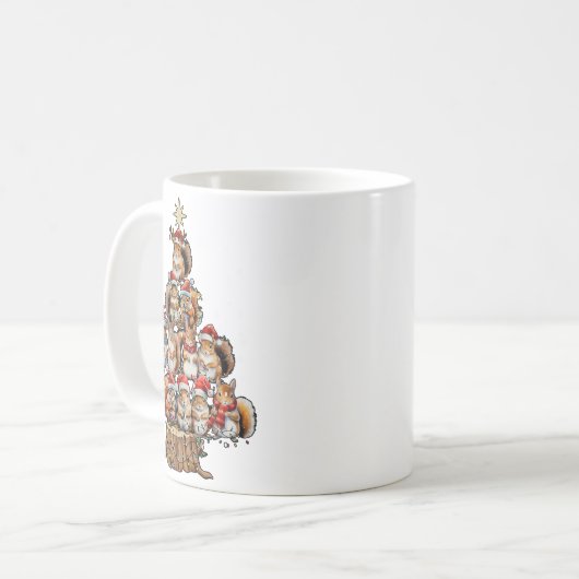 A Squirrel Christmas Tree Lights Forest Animal Lov Kaffeetasse (Vorderseite Links)