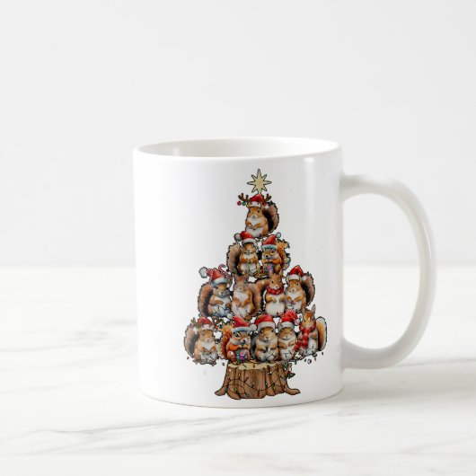 A Squirrel Christmas Tree Lights Forest Animal Lov Kaffeetasse (Rechts)
