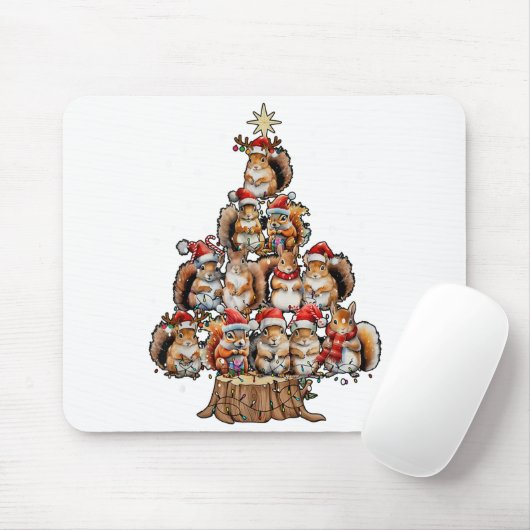 A Squirrel Christmas Tree Lights Forest Animal Lov Mousepad (Mit Mouse)