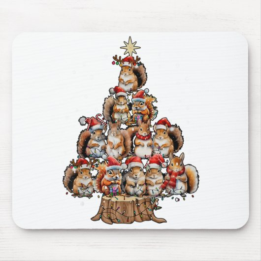 A Squirrel Christmas Tree Lights Forest Animal Lov Mousepad (Vorne)