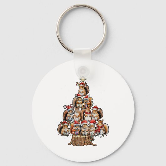 A Squirrel Christmas Tree Lights Forest Animal Lov Schlüsselanhänger (Vorderseite)