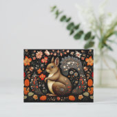 a Squirrel surrounded by flowers in dark colors Postkarte (Stehend Vorderseite)