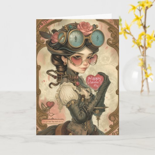 A Steampunk Valentine Karte (Gelbe Blume)