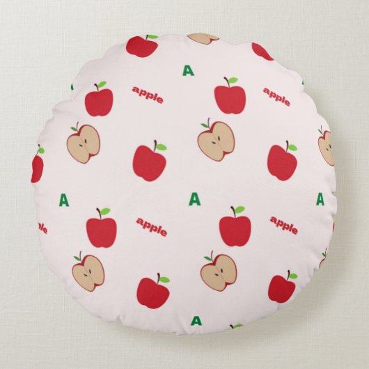A steht für Apfel rosa Rundes Kissen (Vorderseite)