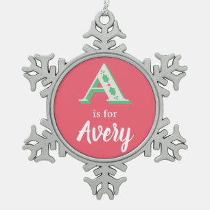 A steht für Avery Weihnachtsbaumanhänger Benutzerd Schneeflocken Zinn-Ornament