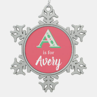 A steht für Avery Weihnachtsbaumanhänger Benutzerd Schneeflocken Zinn-Ornament