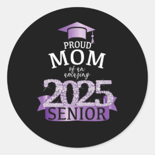 A Stolz 2025 Senior Mama I Elegant Lila Celebrati Runder Aufkleber