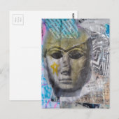 A stone face Abstract Mixed Media Collage Postkarte (Vorne/Hinten)
