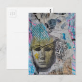A stone face Abstract Mixed Media Collage Postkarte (Vorne/Hinten)