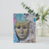 A stone lady face Abstract Mixed Media Collage Postkarte (Stehend Vorderseite)