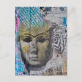 A stone lady face Abstract Mixed Media Collage Postkarte (Vorderseite)