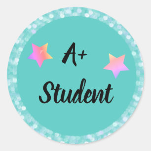 A+ Student mit Sternen Runder Aufkleber
