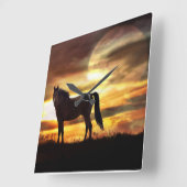 A surreal horse and moon clock quadratische wanduhr (Winkel)