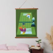 A Surreal Tennis Match Wandteppich Mit Holzrahmen (Schlafzimmer)