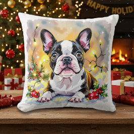 A Sweet Boston Terrier Christmas Kissen