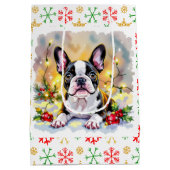 A Sweet Boston Terrier Christmas Mittlere Geschenktüte (Rückseite)