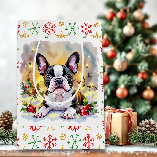 A Sweet Boston Terrier Christmas Mittlere Geschenktüte