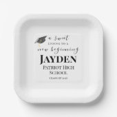 A Sweet Ending New Beginning Graduation Dessert Pappteller (Vorderseite)