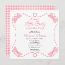 A Sweet Little Baby Pink Bows Girl Baby Shower