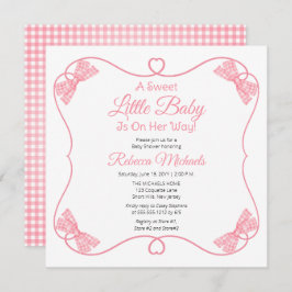A Sweet Little Baby Pink Bows Girl Baby Shower Einladung