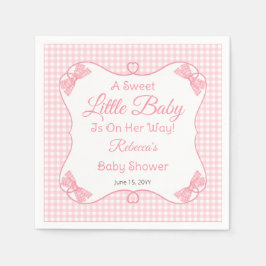 A Sweet Little Baby Pink Bows Girl Baby Shower Serviette